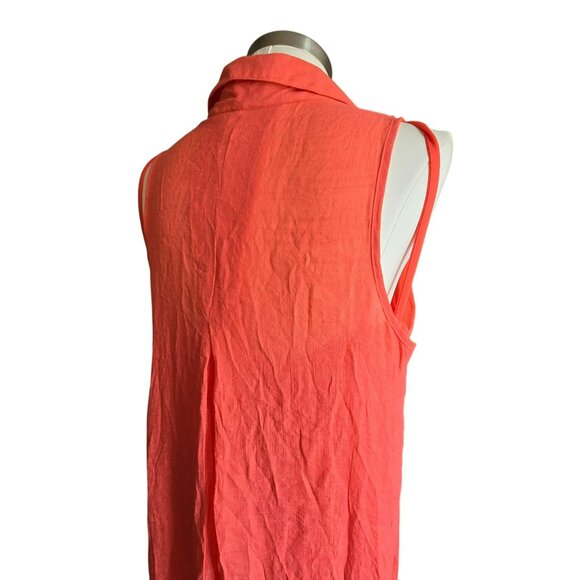 Sleeveless Orange Dress Button-Up Collared Midi with Dress Liner NWT JJ3991 - Picture 6 of 10